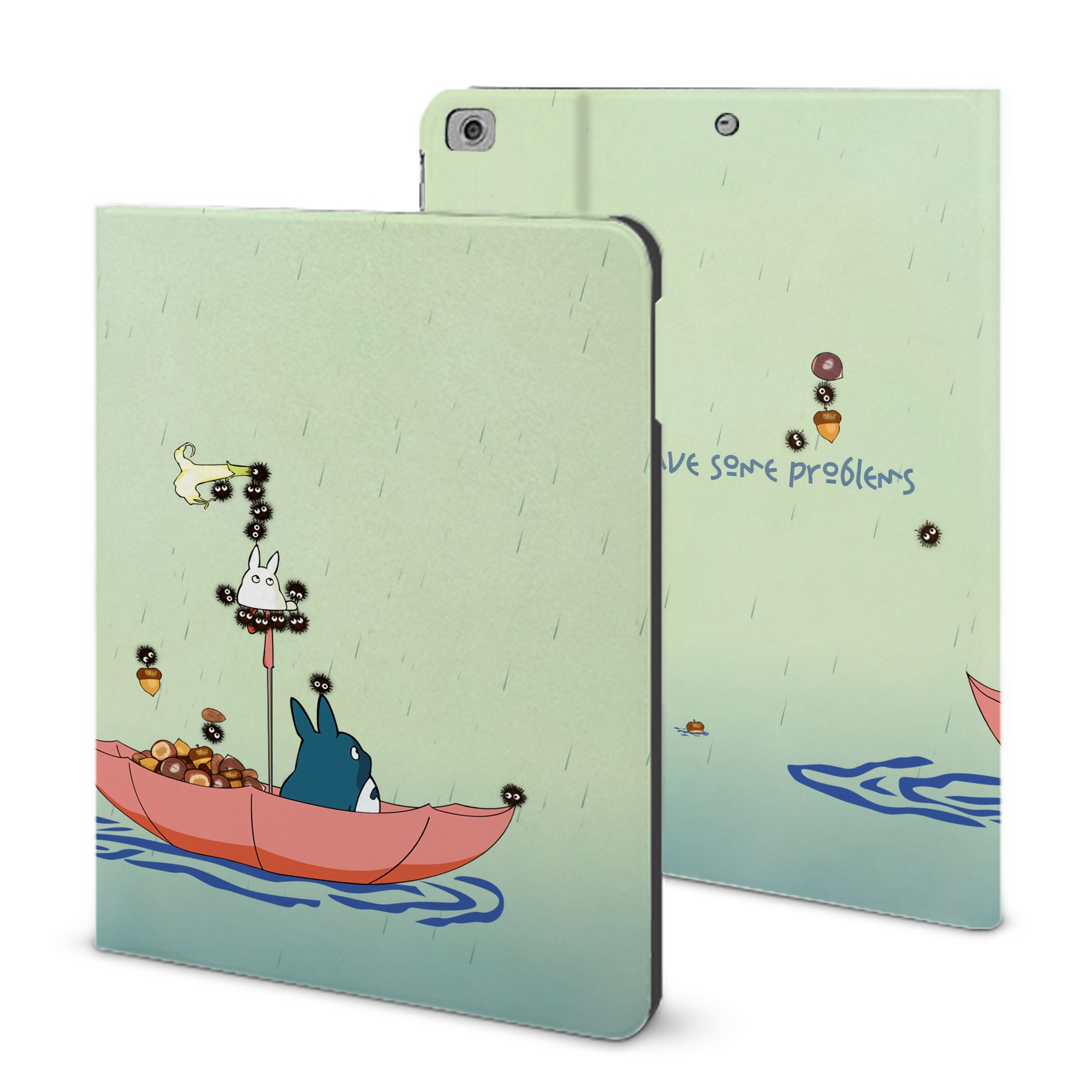 （画像用） となりのトトロ 草壁メイ 草壁サツキ My Neighbor Totoro Satsuki Kusakabe Mei Kusakabe IPad ケース ブック型 PUレザー TPU 耐衝撃 軽量 薄型 ペン収納なし 全面保護 IPad 各モデル対応